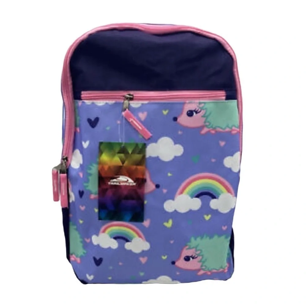 Trailmaker Girls' Rainbow Backpack Adjustable Padded Straps Purple Blue 17 inch